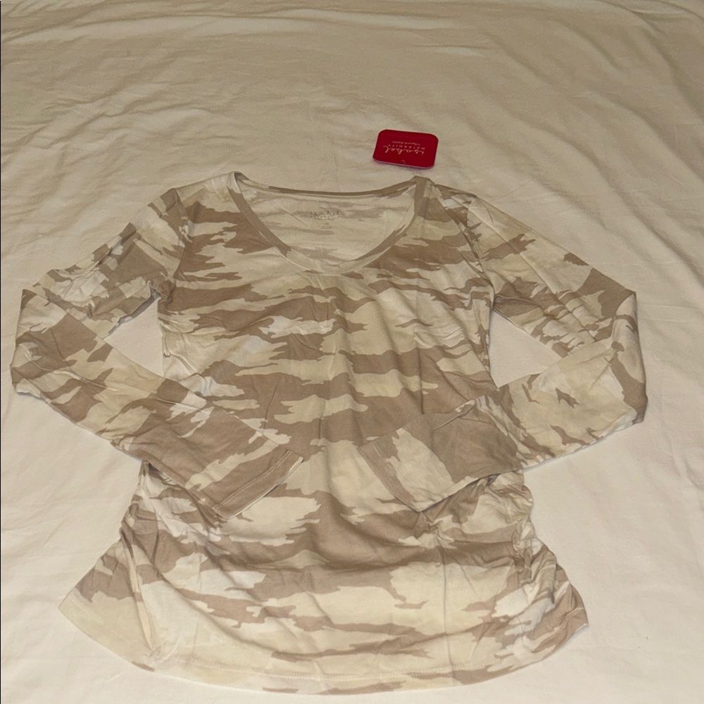 Isabel Maternity by Ingrid & Isabel Beige Camo Long Sleeve Top